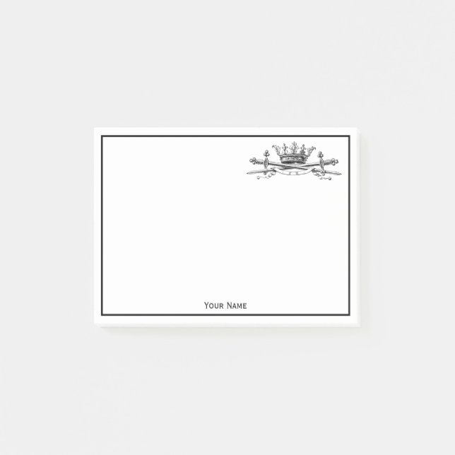 Bloco De Notas Heráldica Crown Crown Swords Sabers Emblem Crest (Frente)