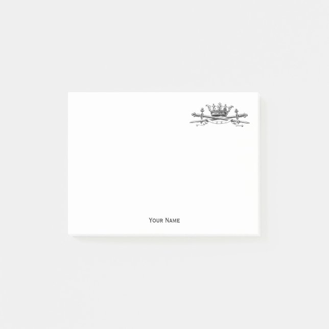 Bloco De Notas Heráldica Crown Crown Swords Sabers Emblem Crest (Frente)