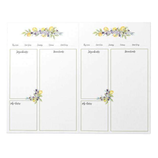 Bloco De Notas Herbs Lemons Mini Binder Sem Linhas Receber Página (Frente)