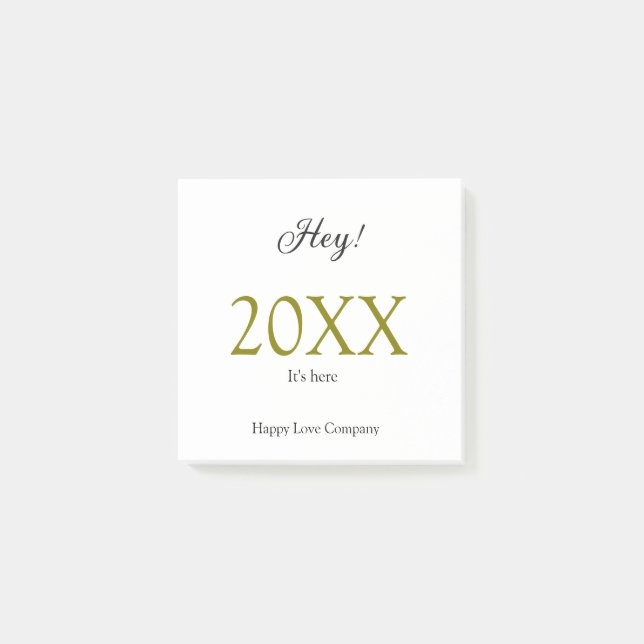 Bloco De Notas Hey it's new year add year gold black simple. Mini (Frente)