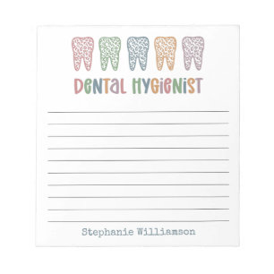 Bloco De Notas Higienista Dental Personalizado RDH Dentist Cute