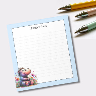 Bloco De Notas Hipopótamo Fofo em Aquarela com Listras