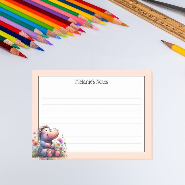 Bloco De Notas Hippo Cótulo Aquarela Cuja Linhas (Criador carregado)