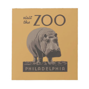 Bloco De Notas Hippopotamus vintage hippo zoo poster wpa