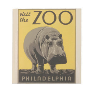 Bloco De Notas Hippopotamus vintage hippo zoo poster wpa