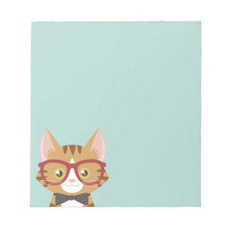 Bloco De Notas Hipster Laranja Gato Crianças de Gato Pequeno Note