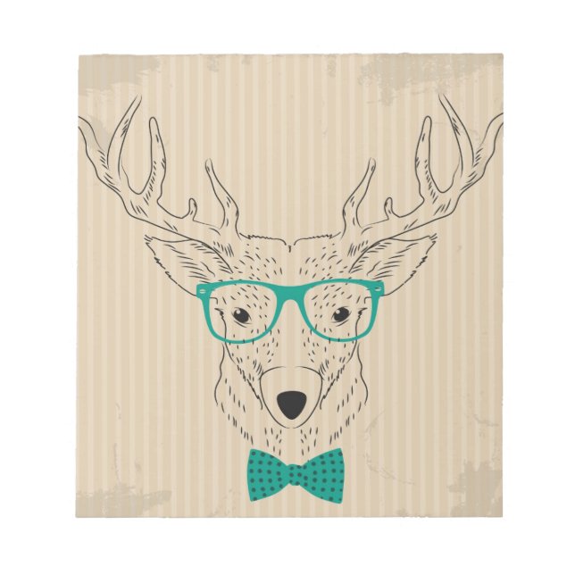 Bloco De Notas Hipster Reindeer Elk com óculos graciosos Natal (Frente)