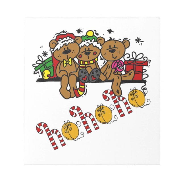 Bloco De Notas Ho Ho Ho Teddy Bears (Frente)