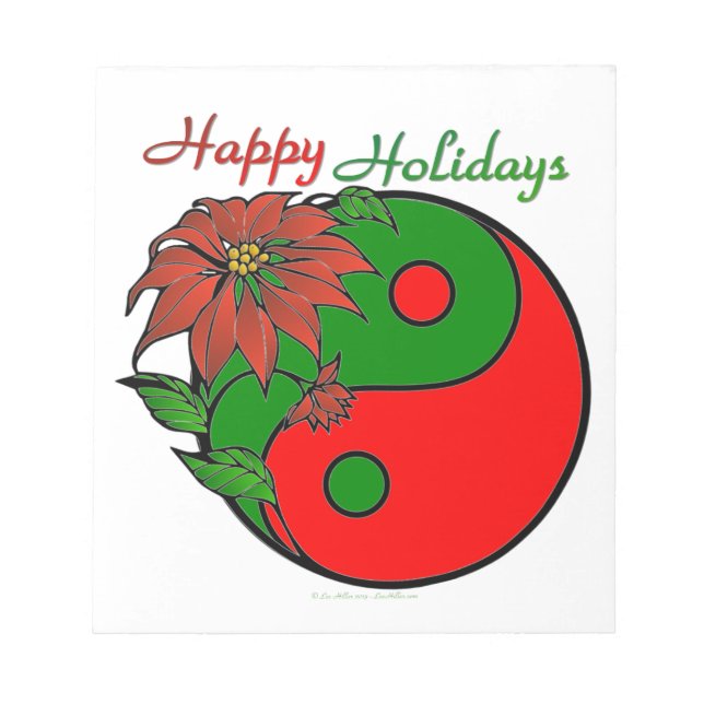 Bloco De Notas Holiday Yin Yang Poinsettia Green Red (Frente)