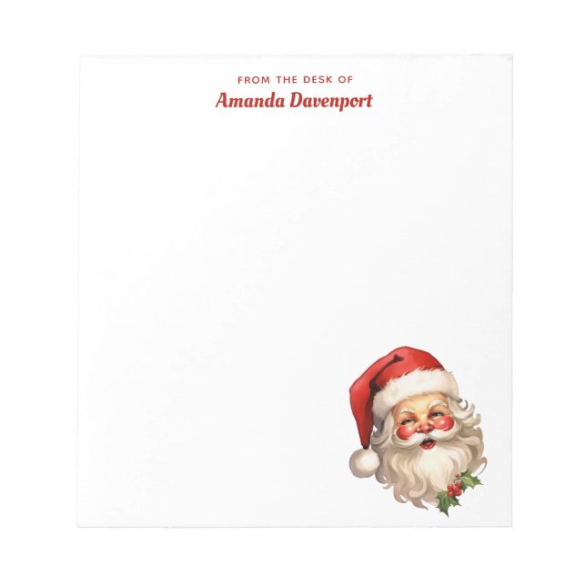 Bloco De Notas Holly Jolly Santa Claus Retro Natal (Frente)