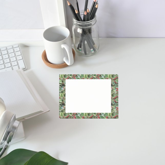 Bloco De Notas Holly Leaves e Red Berries Feriado (In Situ Desk)