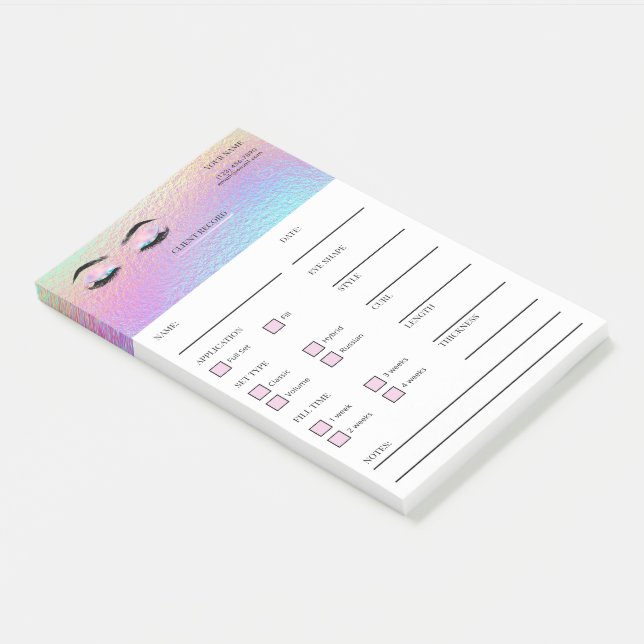 Bloco De Notas Holographic Lash Client  Post-it® Notes (Inclinado)