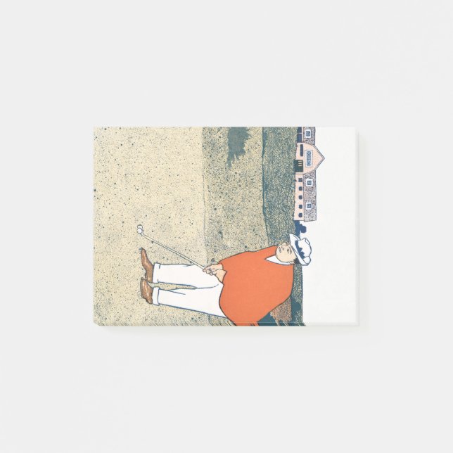 Bloco De Notas Homem jogando Golf por Edward Penfield. (Frente)