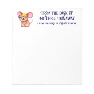 Bloco De Notas Homem Queijo Peludo Negócios Rato Gravata Óculos N