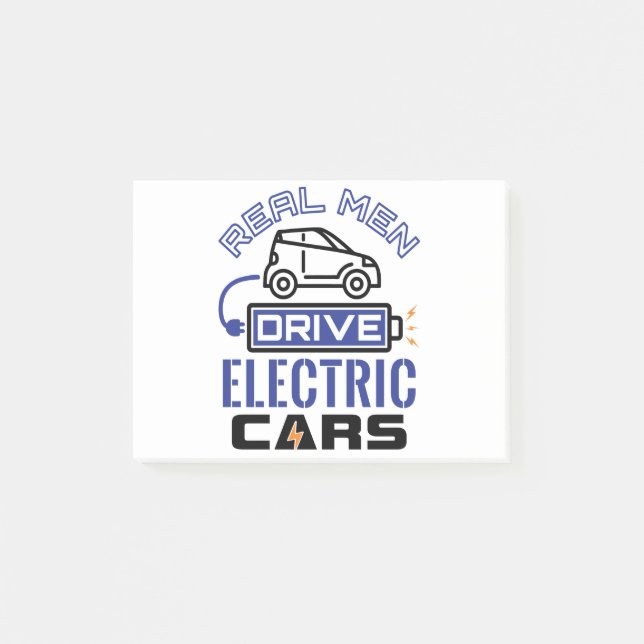 Bloco De Notas Homens Reais Conduzem Veículos Elétricos Ligados A (Frente)