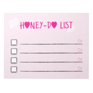 Bloco De Notas Honey Do List Pink Hearklist Wife Husband