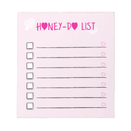 Bloco De Notas Honey Do List Pink Hearklist Wife Husband
