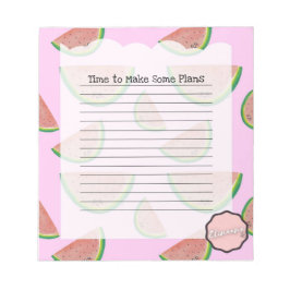 Bloco De Notas Hora de fazer alguns planos, melancia personalizáv