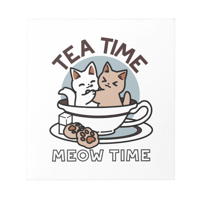Bloco De Notas Hora do Tea Meow - Design de Gato e Chá (Frente)
