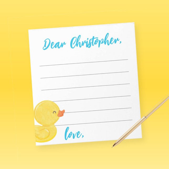 Bloco De Notas Horário de Pato de Borracha Cápsula/Folhas de Avis (Watercolor Rubber Duck Time Capsule 1st Birthday or Wishes for Baby Notecards)