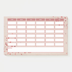 Bloco De Notas Horário de Programação Semanal de Estrelas Rosa-Ro