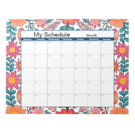 Bloco De Notas Horário Mensal