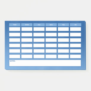 Bloco De Notas Horário Semanal de Ombre Azul Simples