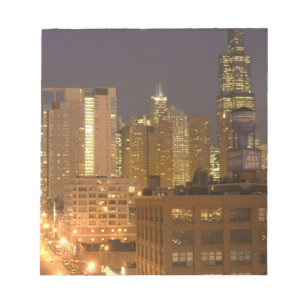 Bloco De Notas Horizonte de Chicago, Illinois, do West Loop em