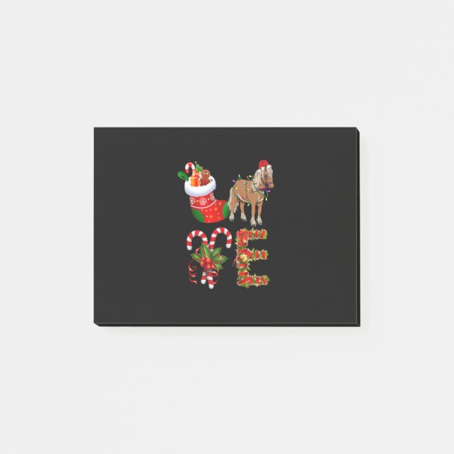 Bloco De Notas Horse Christmas Lights Led Funny Santa Hat Christm (Frente)
