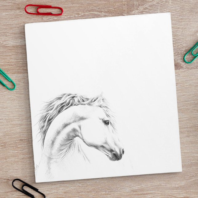 Bloco De Notas Horse portrait pencil drawing Equestrian art (Criador carregado)