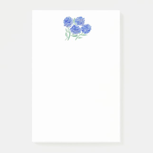 Bloco De Notas Hortênsias em Aquarela Post-it (Frente)