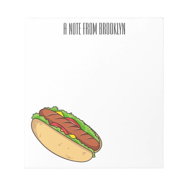Bloco De Notas Hot dog cartoon illustration (Frente)