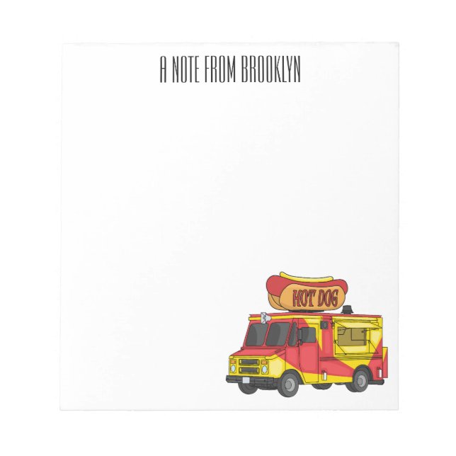 Bloco De Notas Hot dog food truck cartoon illustration  (Frente)
