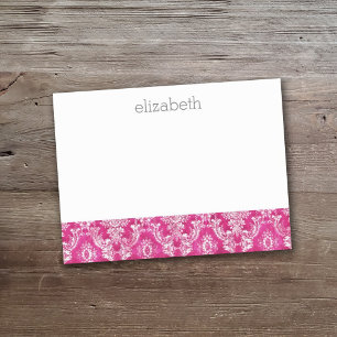 Bloco De Notas Hot Pink Damask Pattern - Script Name
