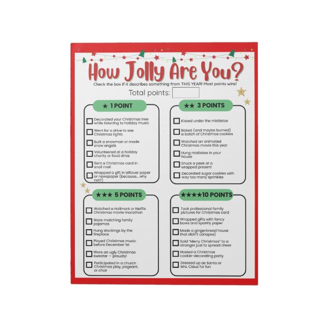 Bloco De Notas How Jolly Are You Christmas Game (Invertido)