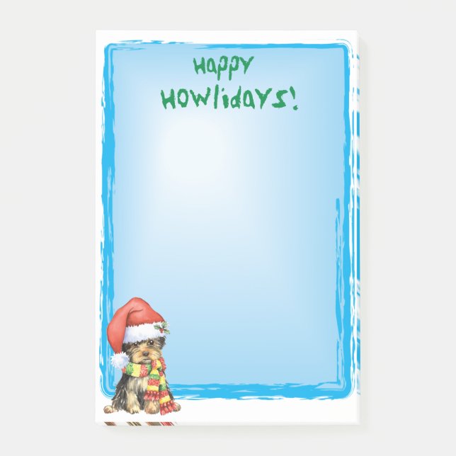 Bloco De Notas Howlidays feliz Yorkie (Frente)