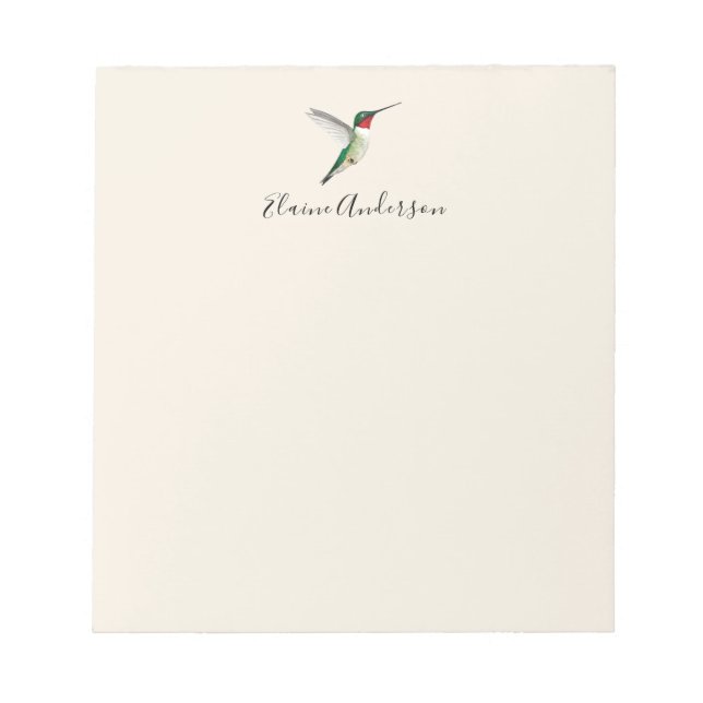 Bloco De Notas Hummingbird com garganta de rubi personalizada (Frente)