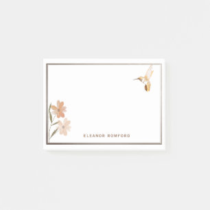 Bloco De Notas Hummingbird e Flor Dourado Rosa personalizado