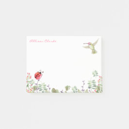 Bloco De Notas Hummingbird Nature Garden Ladybug Meadow Monograma