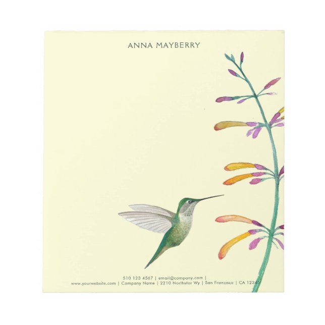 Bloco De Notas Hummingbird Personalizado (Frente)