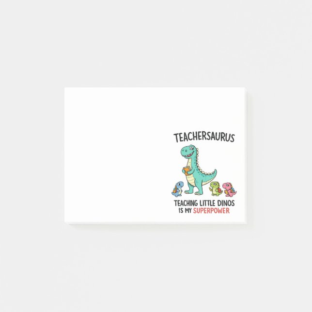 Bloco De Notas Humor de professor Teachersaurus com pequenos dino (Frente)
