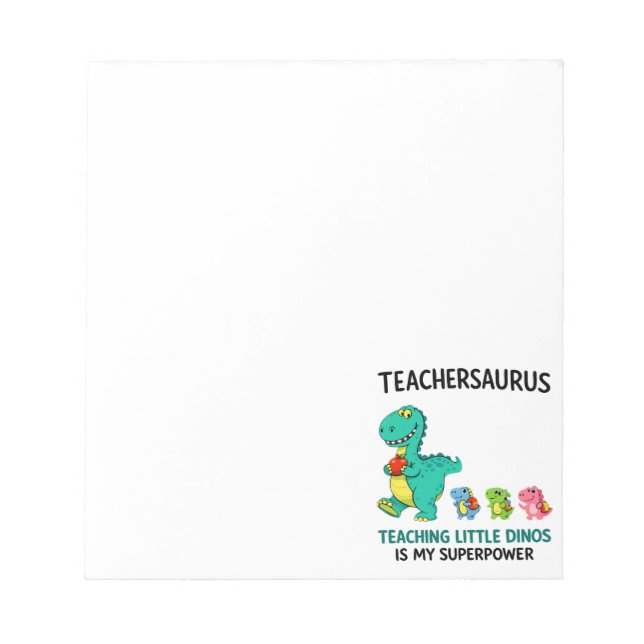 Bloco De Notas Humor de professor Teachersaurus com pequenos dino (Frente)