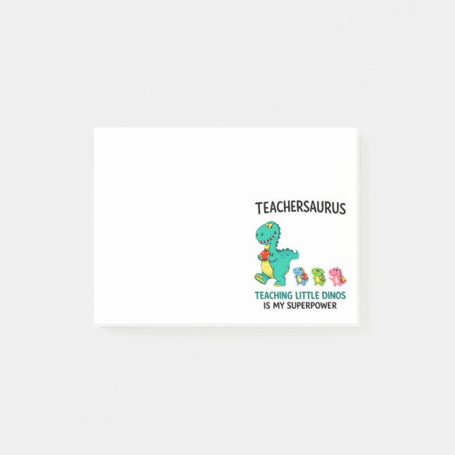 Bloco De Notas Humor de professor Teachersaurus com pequenos dino (Frente)