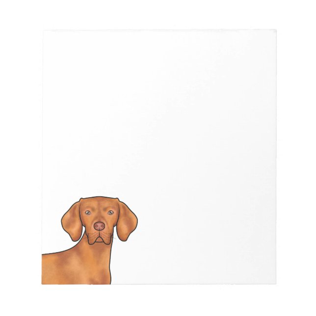 Bloco De Notas Húngaro Vizsla Cute Cartoon Pointer Cabeça de Cão (Frente)