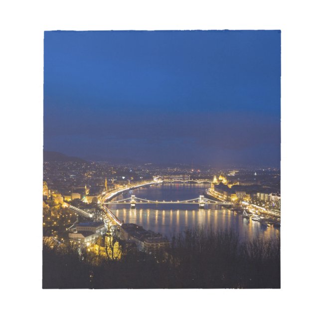 Bloco De Notas Hungria Budapeste em panorama noturno (Frente)