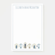 Huts de Praia Costeira de Aquarelas Personalizados