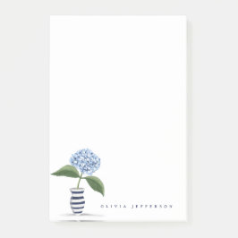 Bloco De Notas Hydrangea azul e Vase com stripteza Marinho person