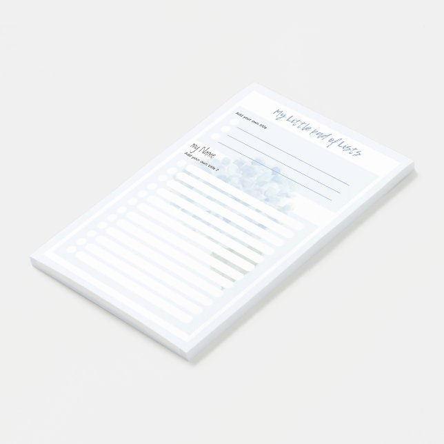 Bloco De Notas Hydrangea Blue 'My Little Pad of Lists' de LeahG (Inclinado)