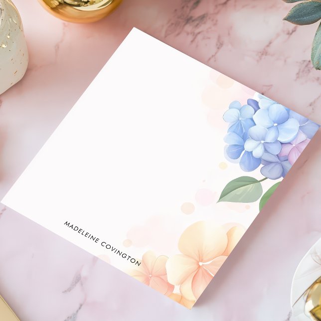 Bloco De Notas Hydrangea Floral Personalizada Azul e Rosa (Criador carregado)