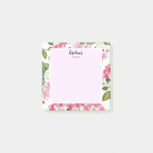 Bloco De Notas Hydrangea rosa com aquarela e anêmona japonesa